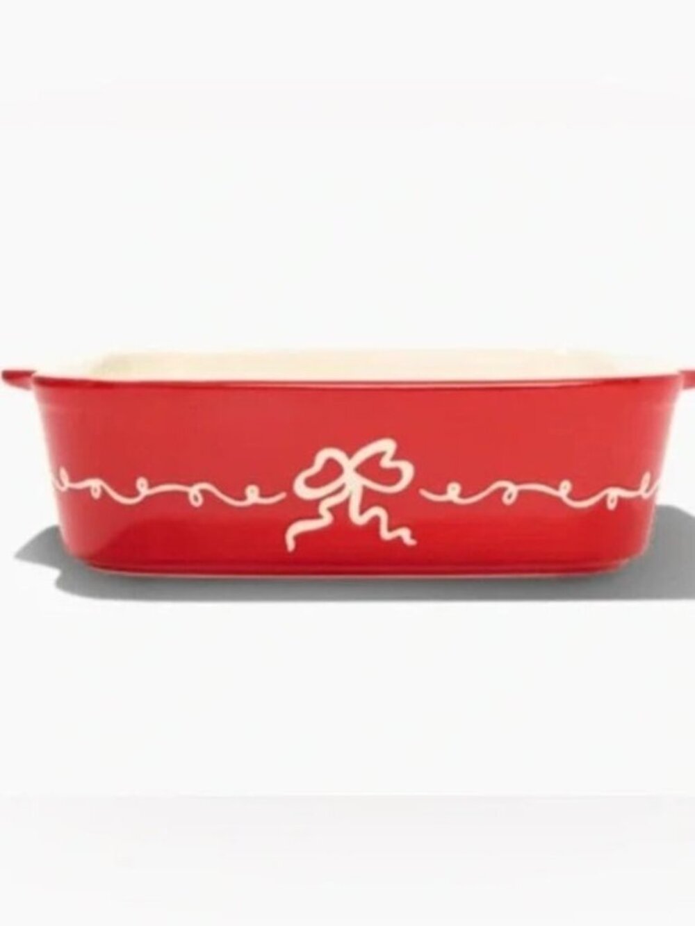 In The Roundhouse Red Stoneware Baking Dish With Bow Motif NEW